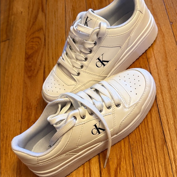 Calvin Klein Shoes - Calvin Klein White Low-Profile Platform Sneakers